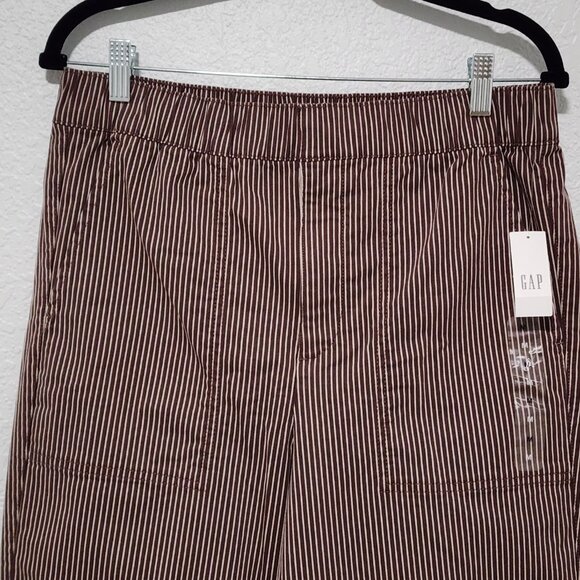 Women's Gap Stripe Pattern Pants Size Medium Burgundy Trendy Casual Academia NWT - Picture 3 of 13